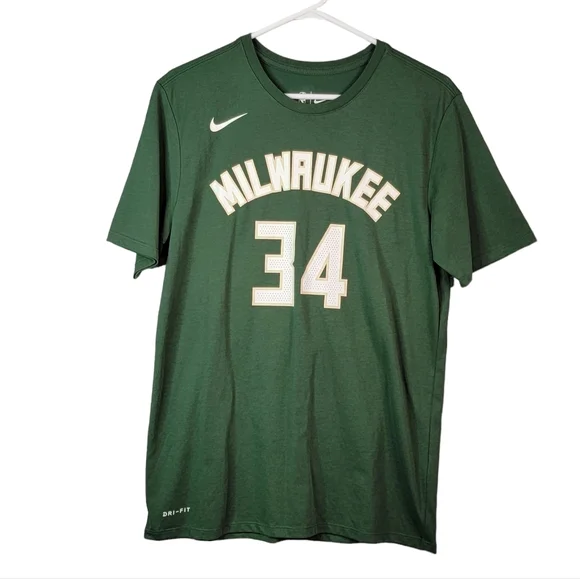 Nike Dri-Fit The Nike Tee Athletic Fit Milwakee Bucks Antetokounmpo Shirt Size M - Picture 1 of 9